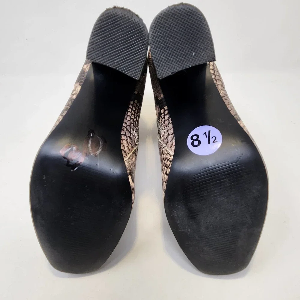 Steve Madden Pixie Gray Snake Print Faux Leather Ankle Boots 6.5 M Stacked Heel - Picture 8 of 8